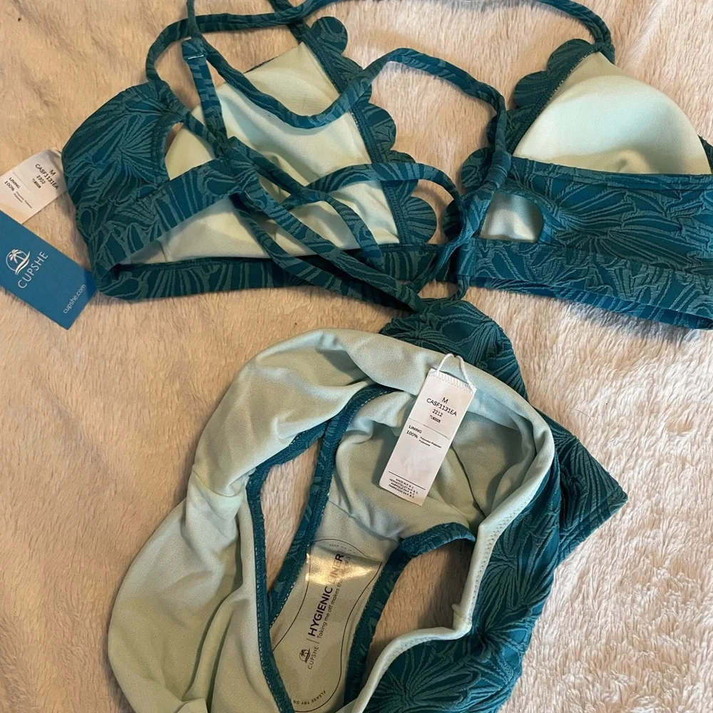 Cupshe Teal Floral High Waist Bikini Set - Picture 7 of 7